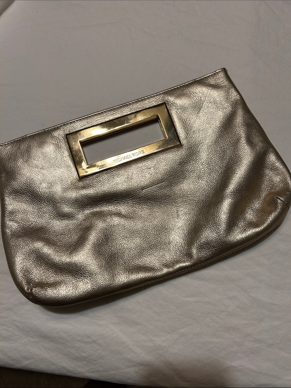 Michael Kors Metallic Gold Leather Clutch